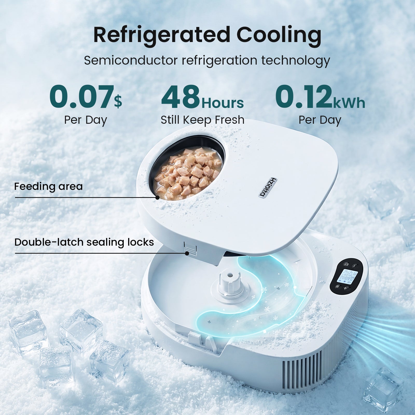 Hziotta Semiconductor Cooling Refrigerated Automatic Cat Feeder Wet Food