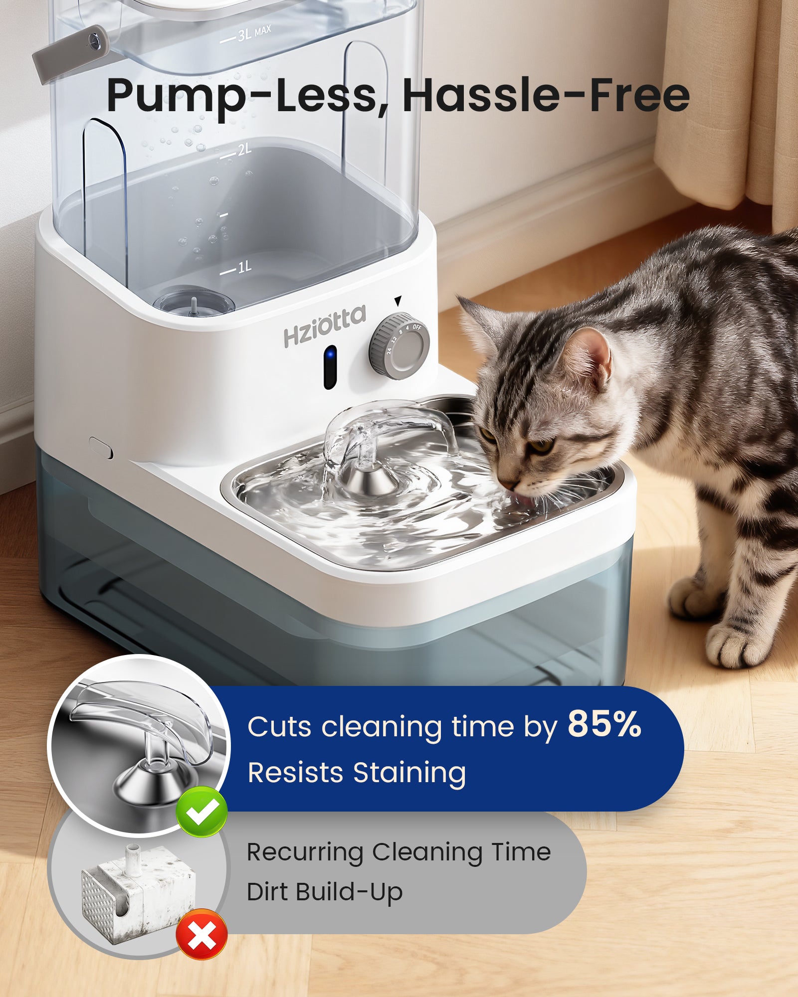 Hziotta Wastewater Separation Cat Water Fountain No Filter
