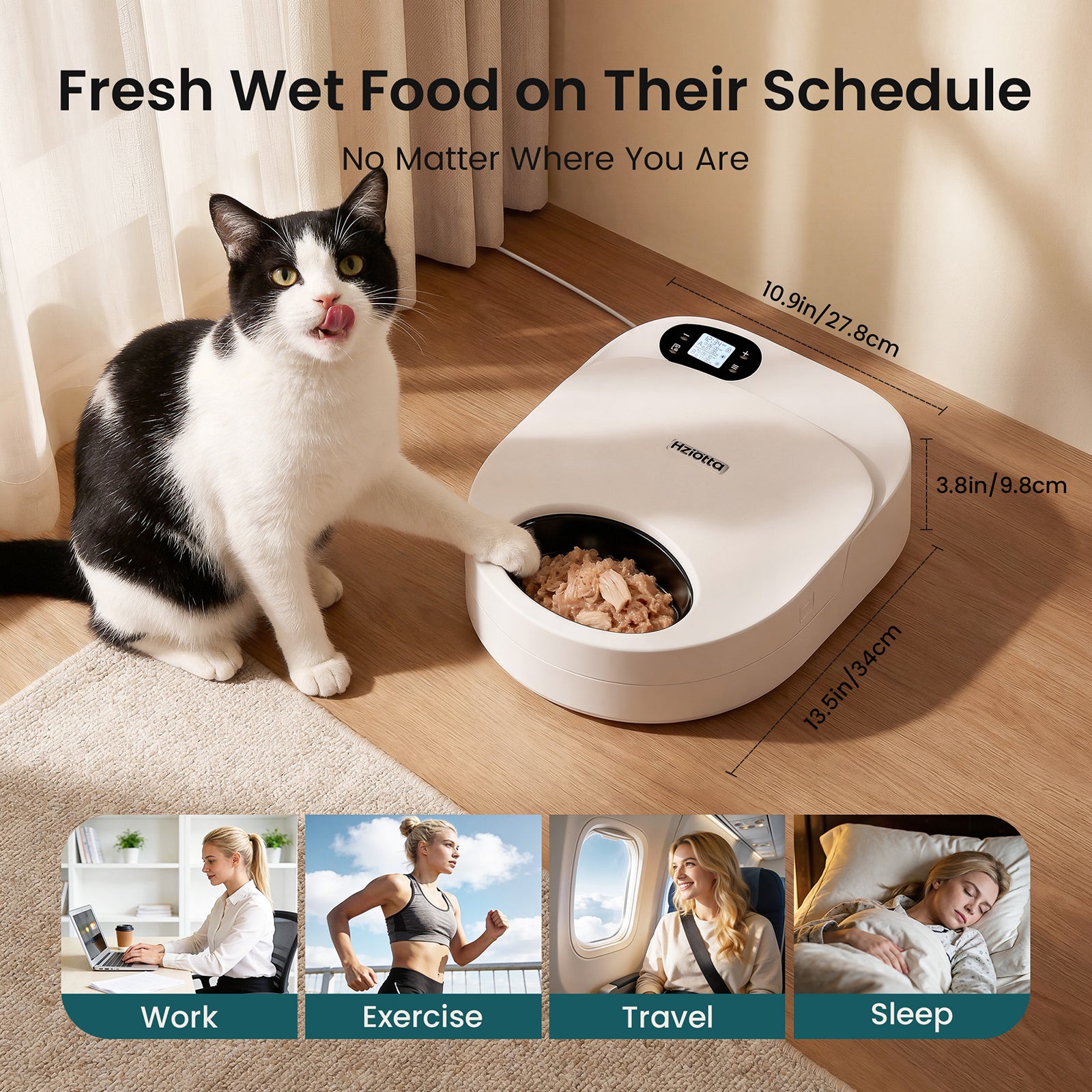 Hziotta Semiconductor Cooling Refrigerated Automatic Cat Feeder Wet Food